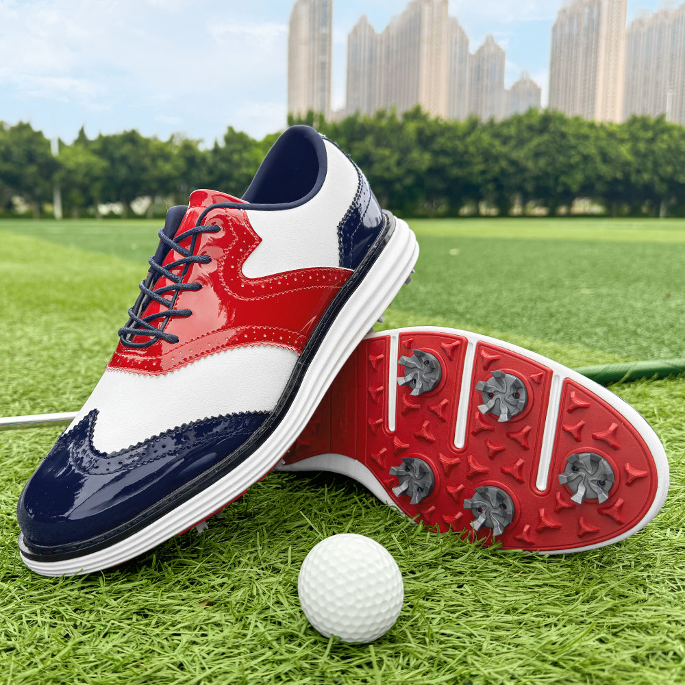 Tour Pro-Spiked Golf Shoe-Red / Navy / White