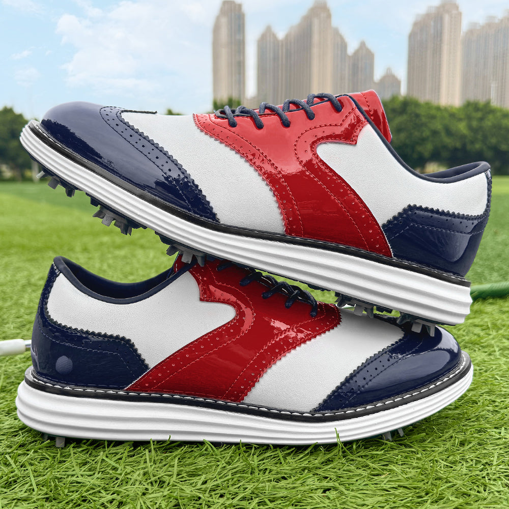 Tour Pro-Spiked Golf Shoe-Red / Navy / White