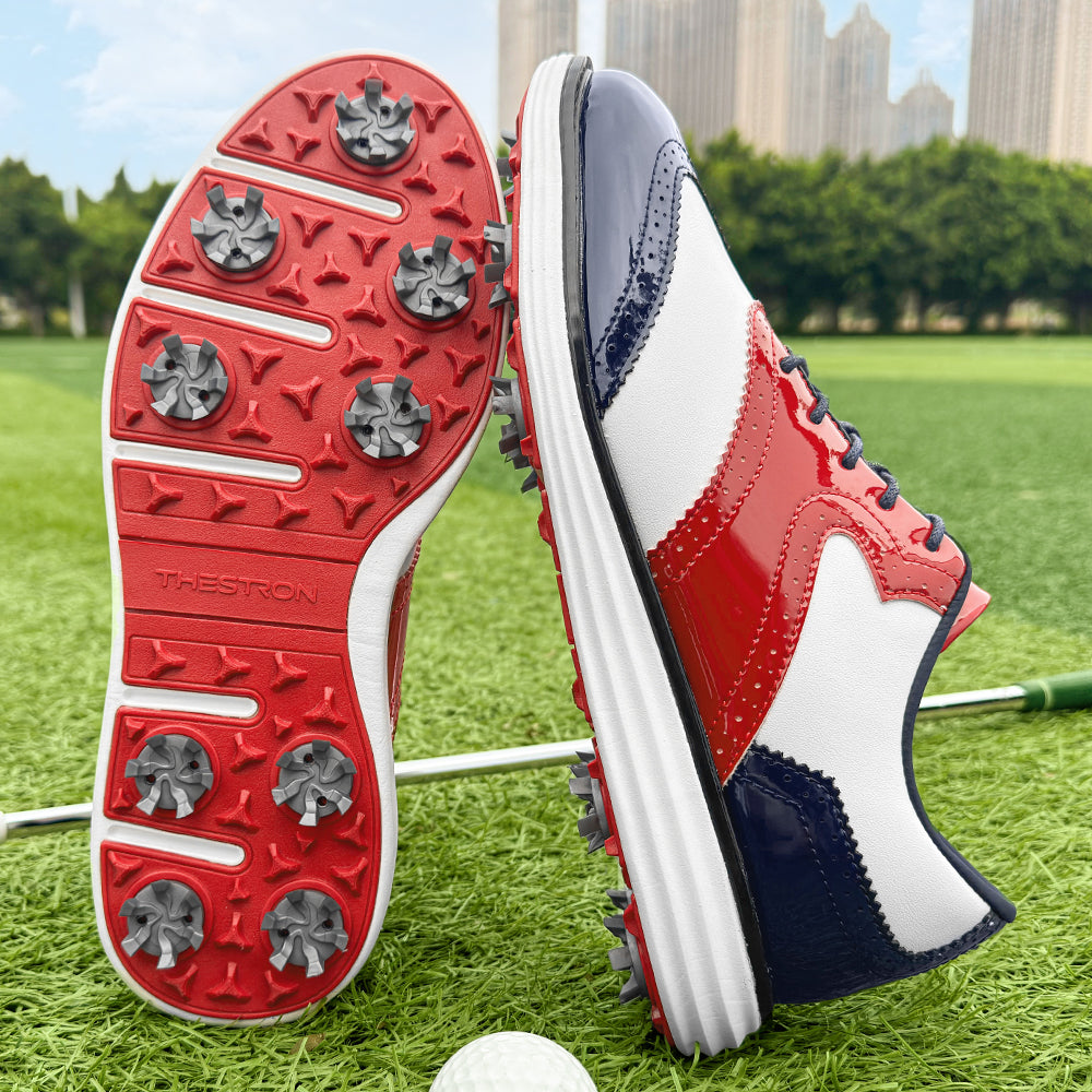 Tour Pro-Spiked Golf Shoe-Red / Navy / White