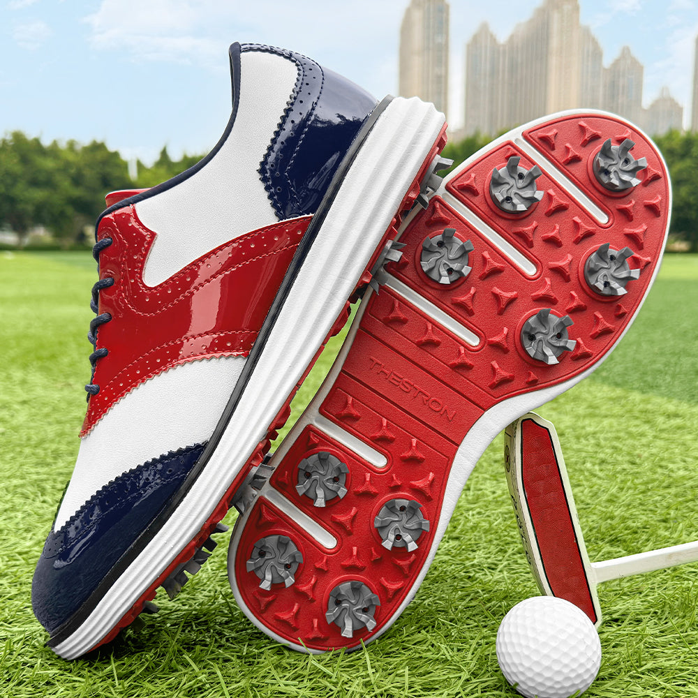Tour Pro-Spiked Golf Shoe-Red / Navy / White