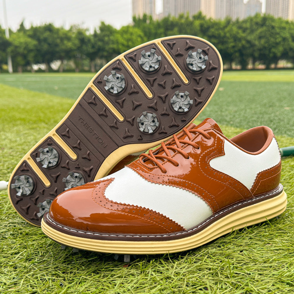 Tour Pro-Spiked Golf Shoe-Brown / White