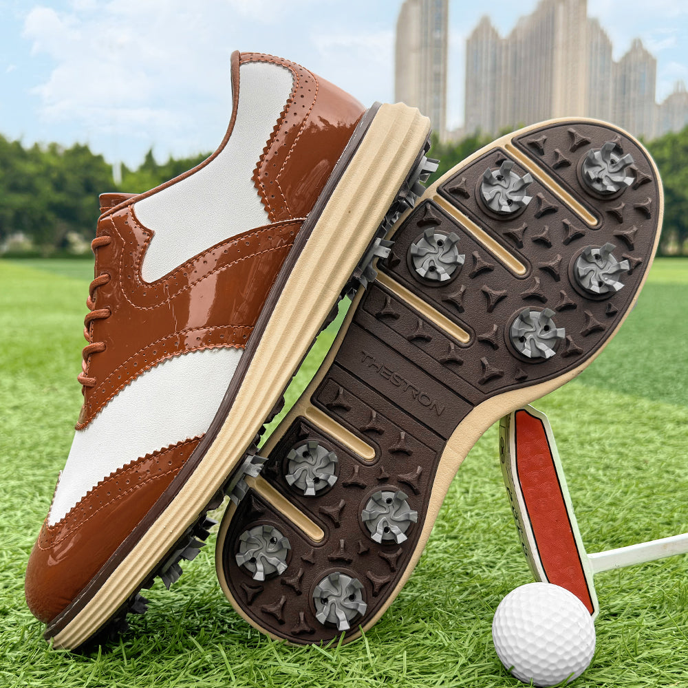 Tour Pro-Spiked Golf Shoe-Brown / White